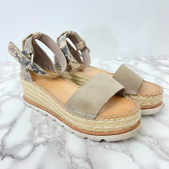 Dolce Vita Shoes - Dolce Vita Snake Print Leather Chunky Platform Flatform Sandals Shoes 6.5